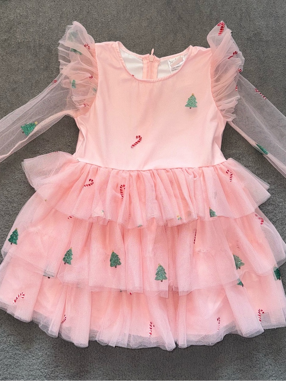 Mia Belle Girls Pink Christmas Tulle Dress 3T Candy Cane Holiday Party